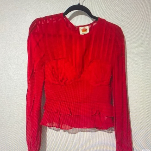 FARM Rio Vibrant Red Blouse - Picture 1 of 6